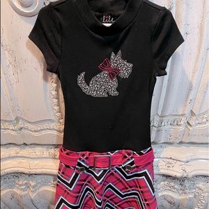 Black and pink puppy dog dress